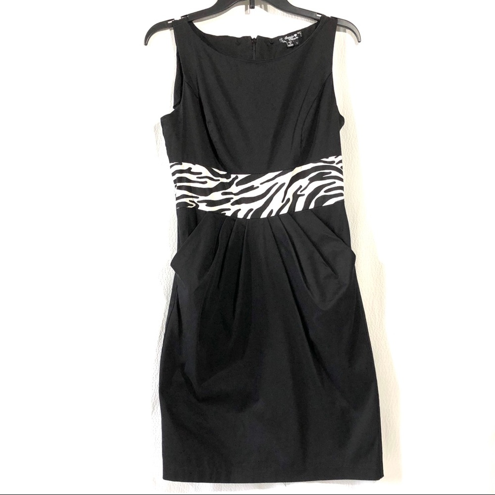 Sequin Hearts Black Dress w/Zebra Print Waistband